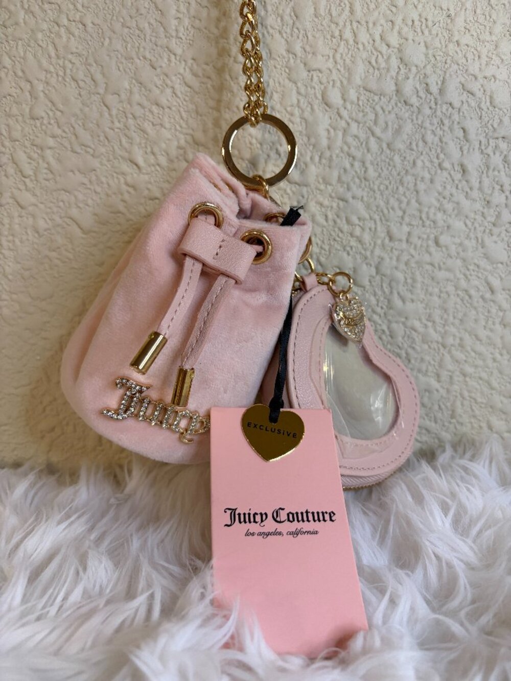 Juicy Couture Juicy Angel Mini Drawstring Coin Bag Keychain Charm NWT